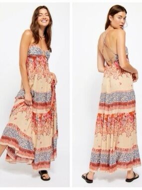 Free People Intimately Give A Little Maxi Dress Cream Combo Small Floral Boho
